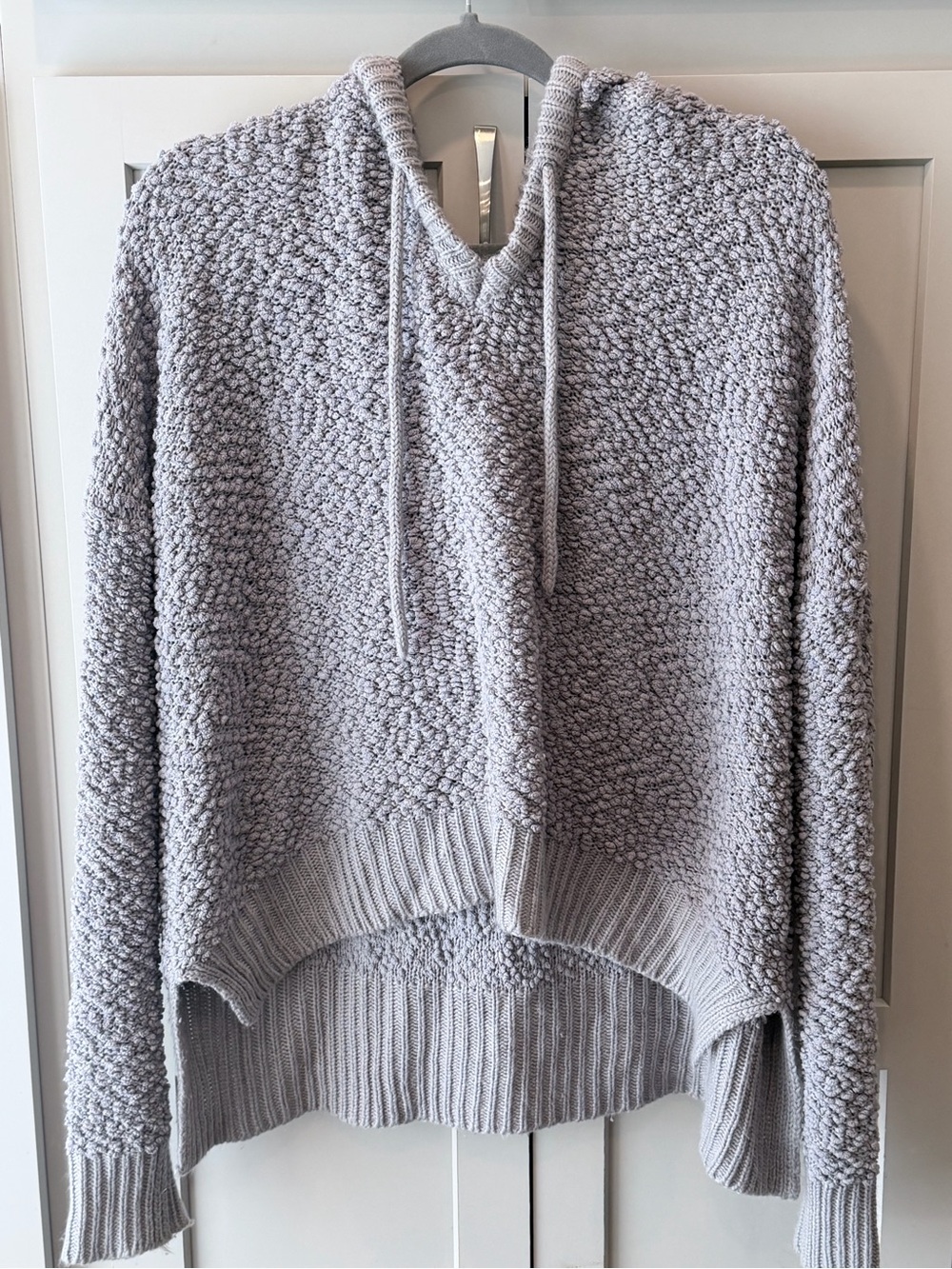 POL Light Gray Popcorn V-Neck Hoodie Sweater